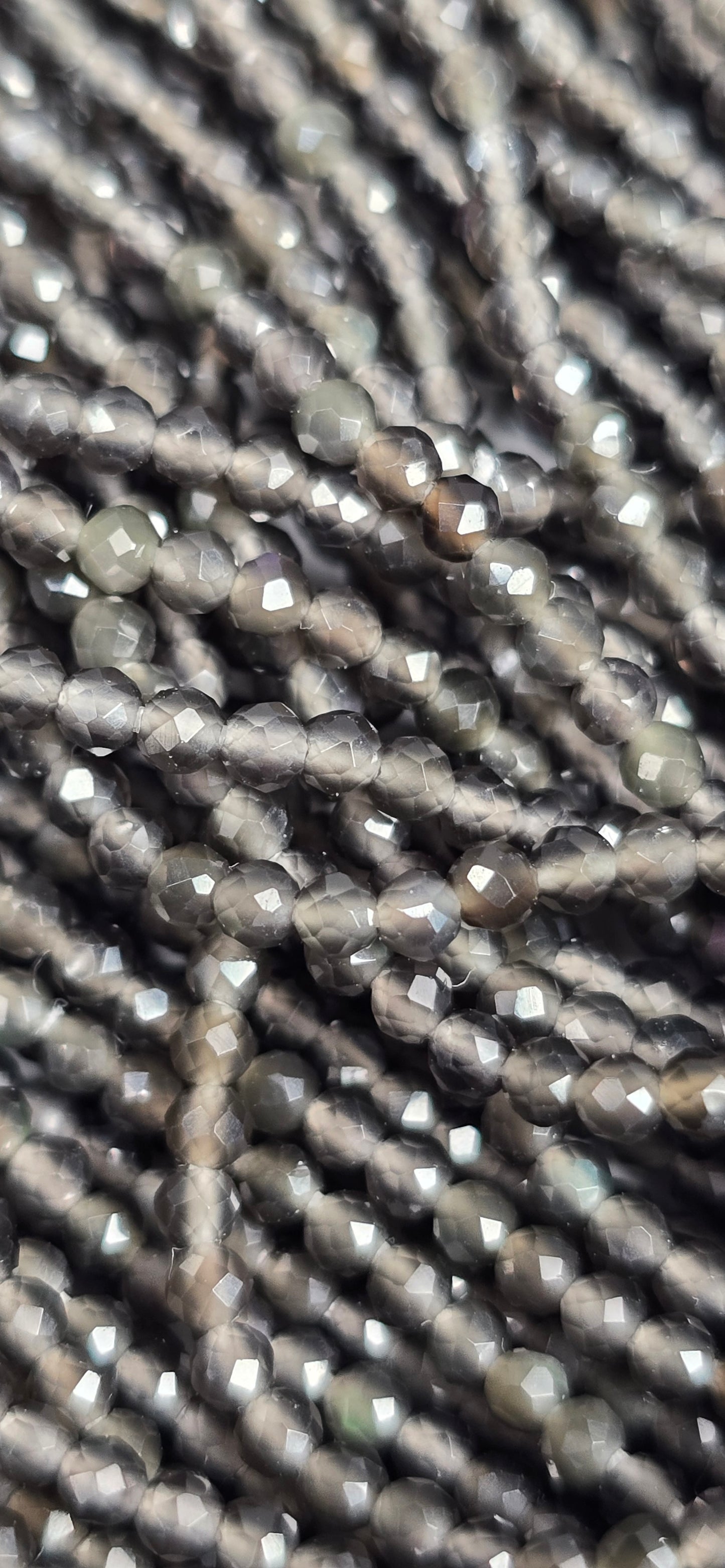 Silver Sheen Obsidian Beads - Facet