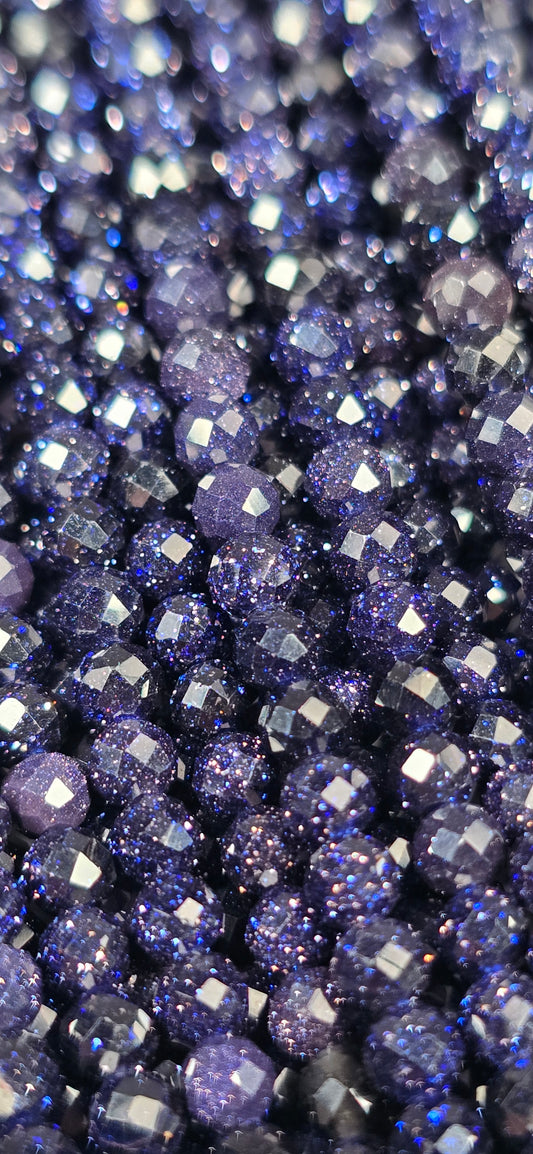 Blue Goldstone Beads - Facet