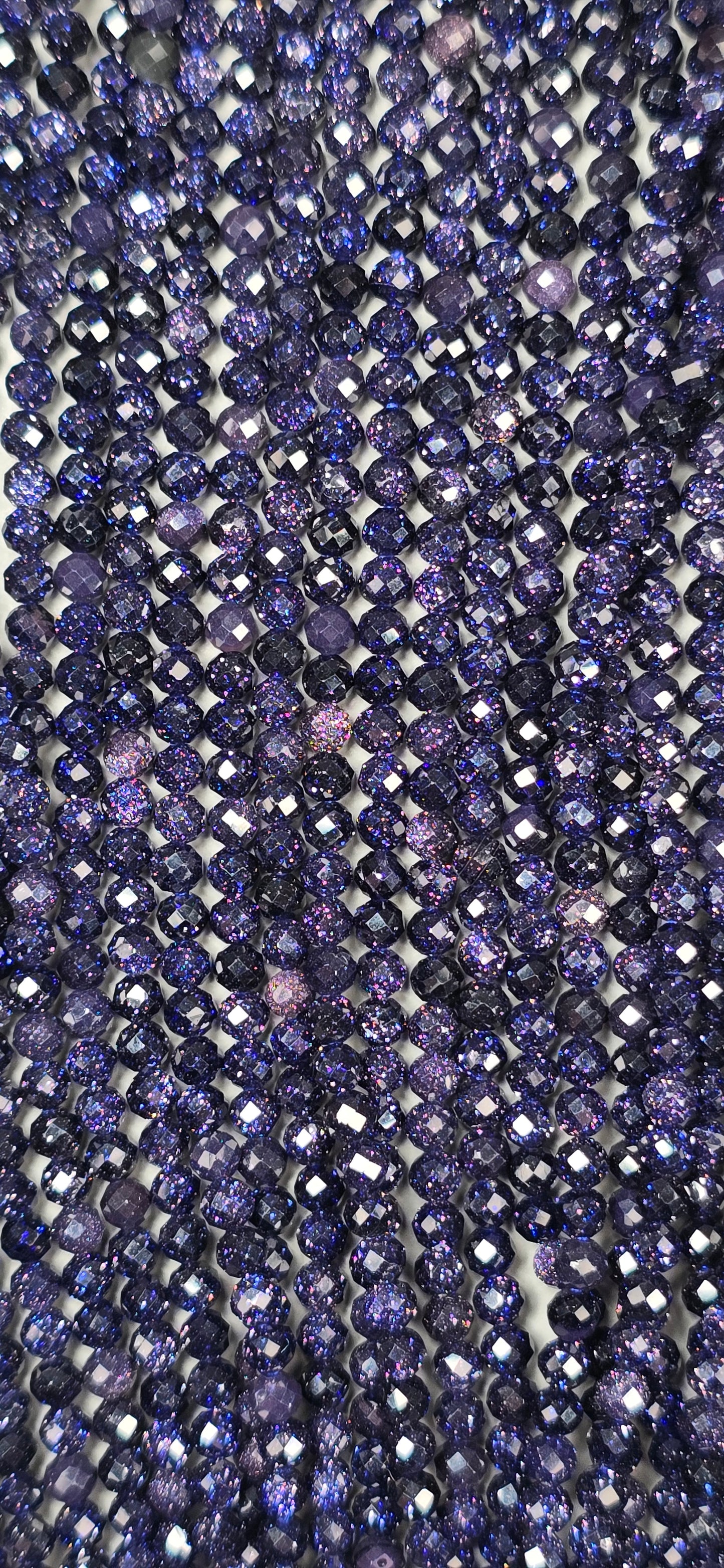 Blue Goldstone Beads - Facet