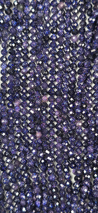 Blue Goldstone Beads - Facet