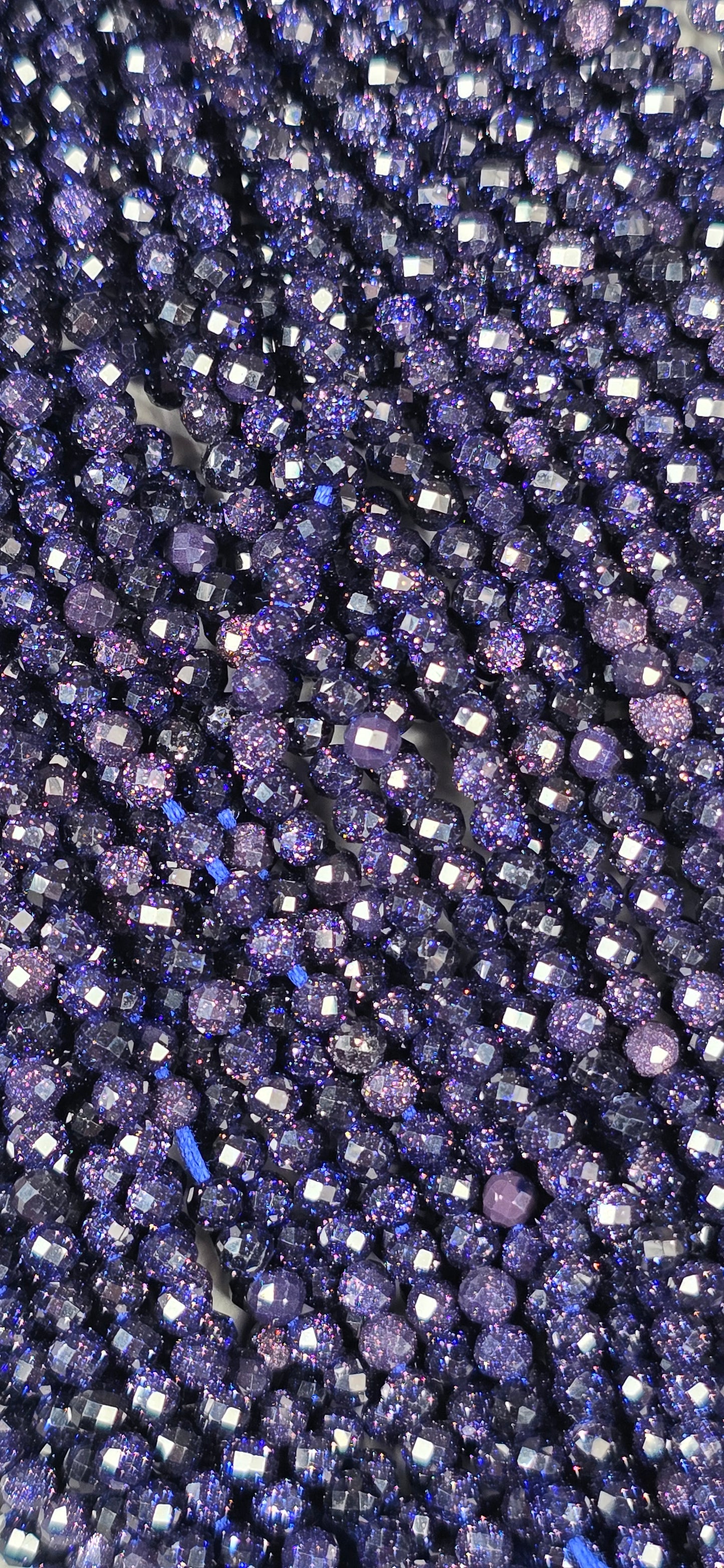Blue Goldstone Beads - Facet