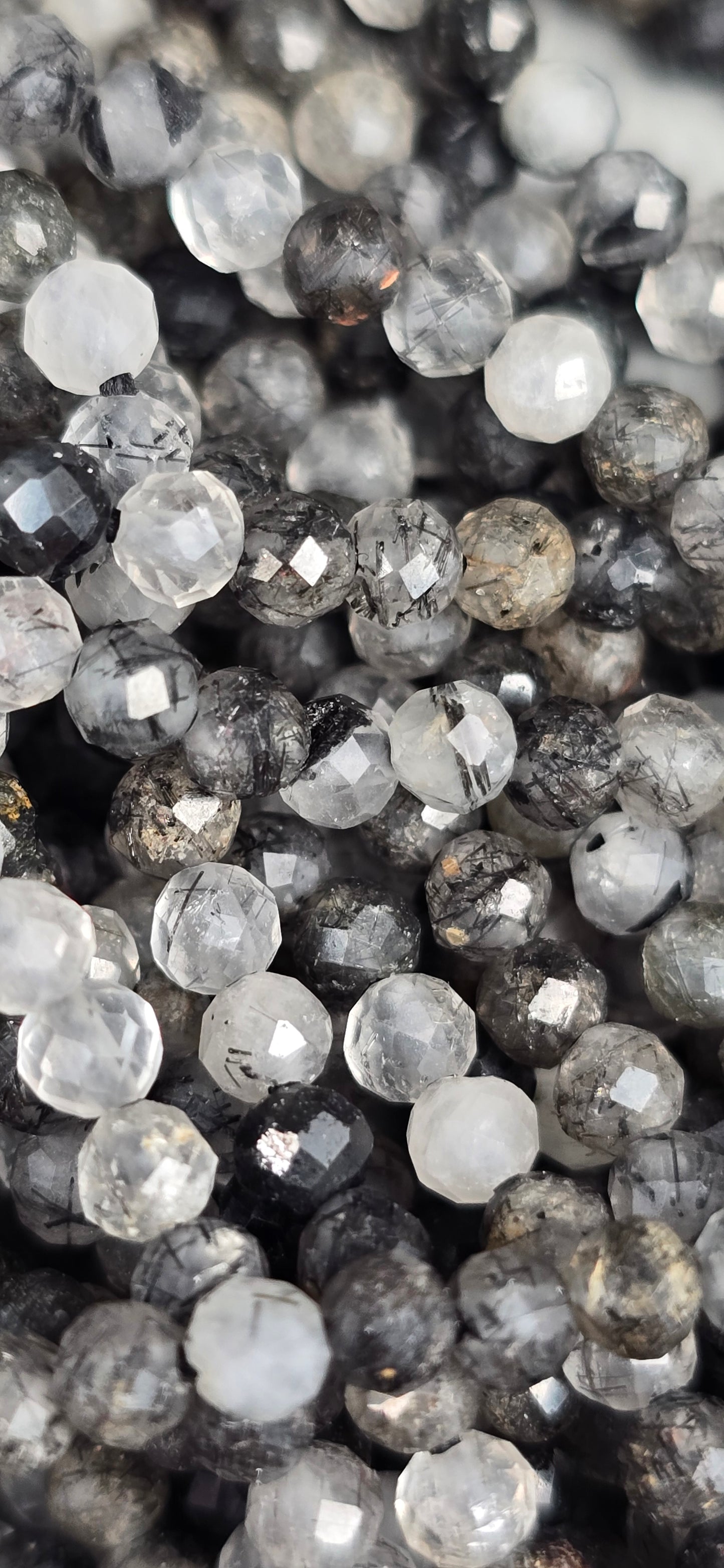 Tourmalated Quartz Beads - Facet