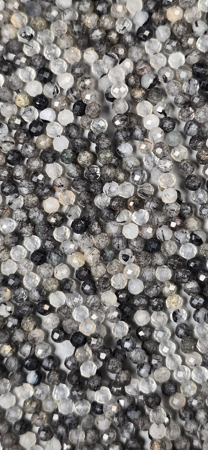 Tourmalated Quartz Beads - Facet