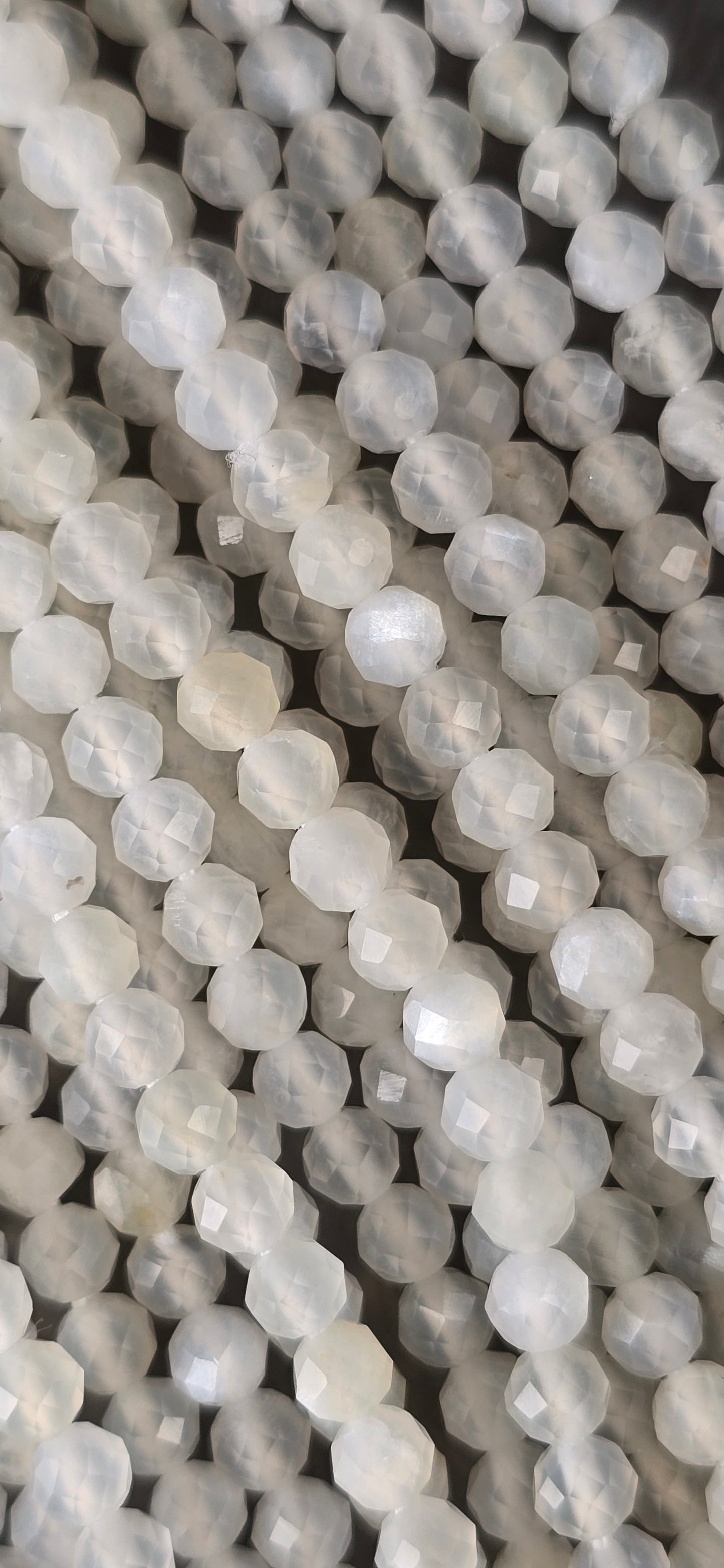 White Moonstone Beads - Facet
