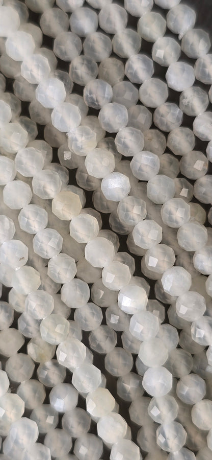White Moonstone Beads - Facet