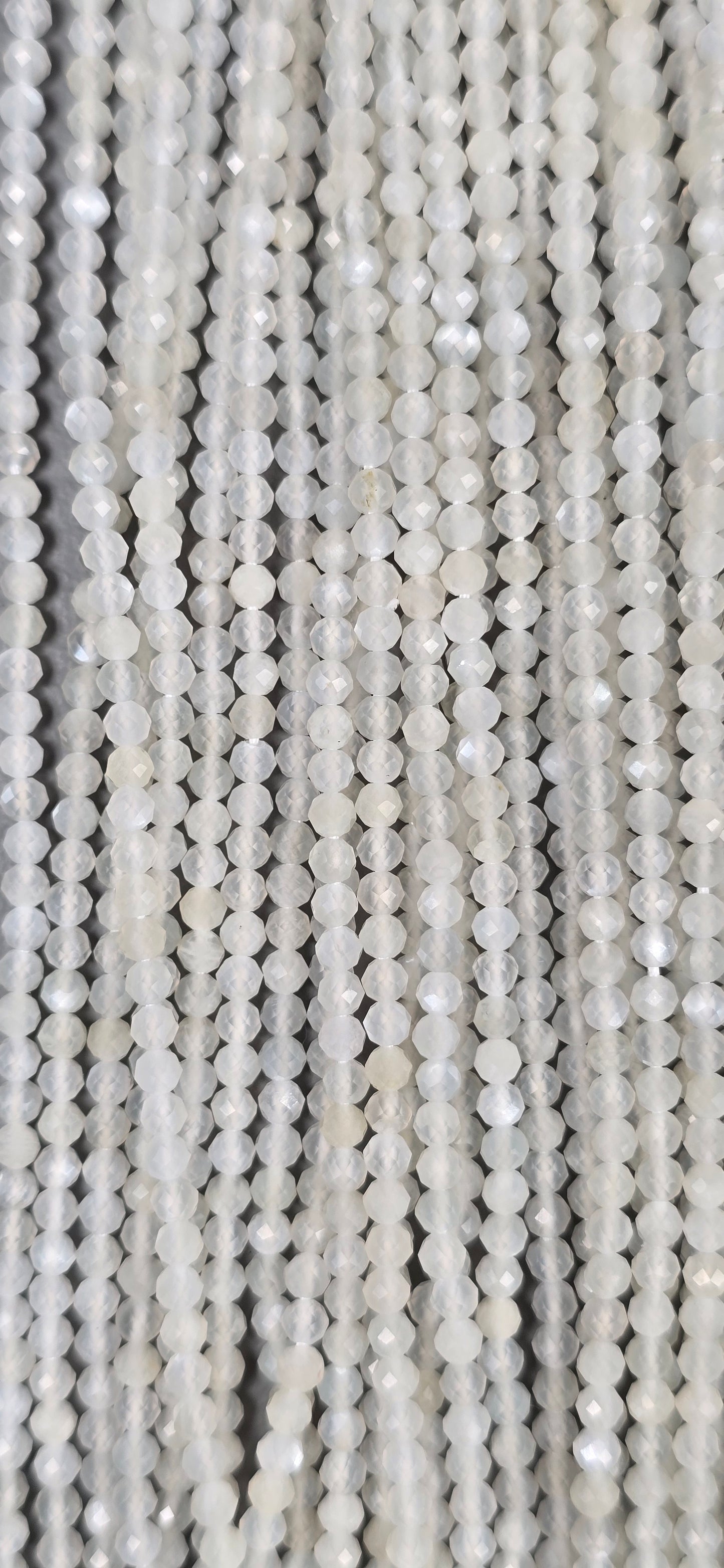 White Moonstone Beads - Facet