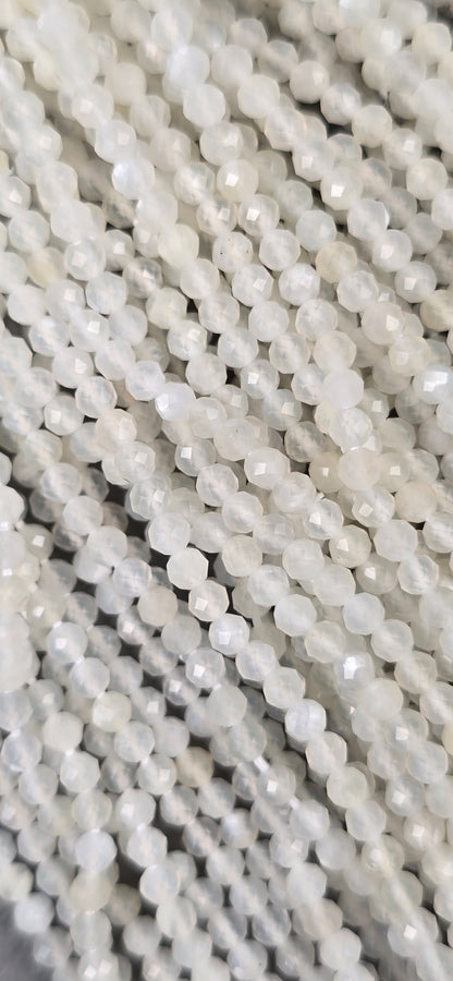 White Moonstone Beads - Facet