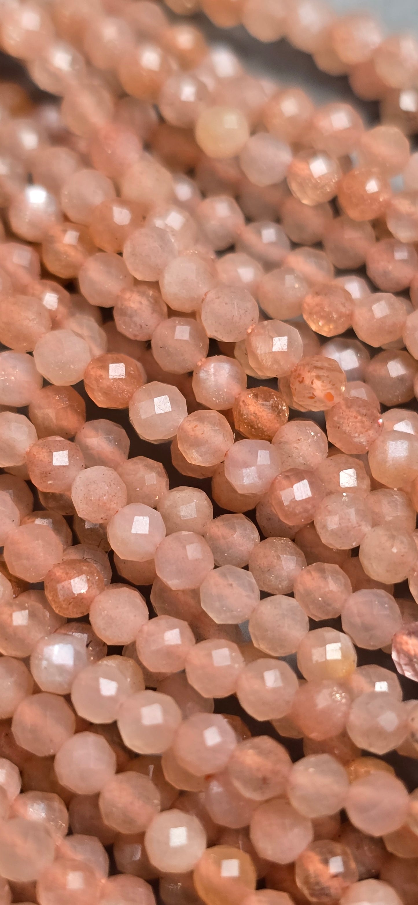 Peach Moonstone Beads - Facet