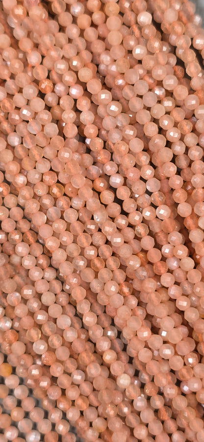 Peach Moonstone Beads - Facet
