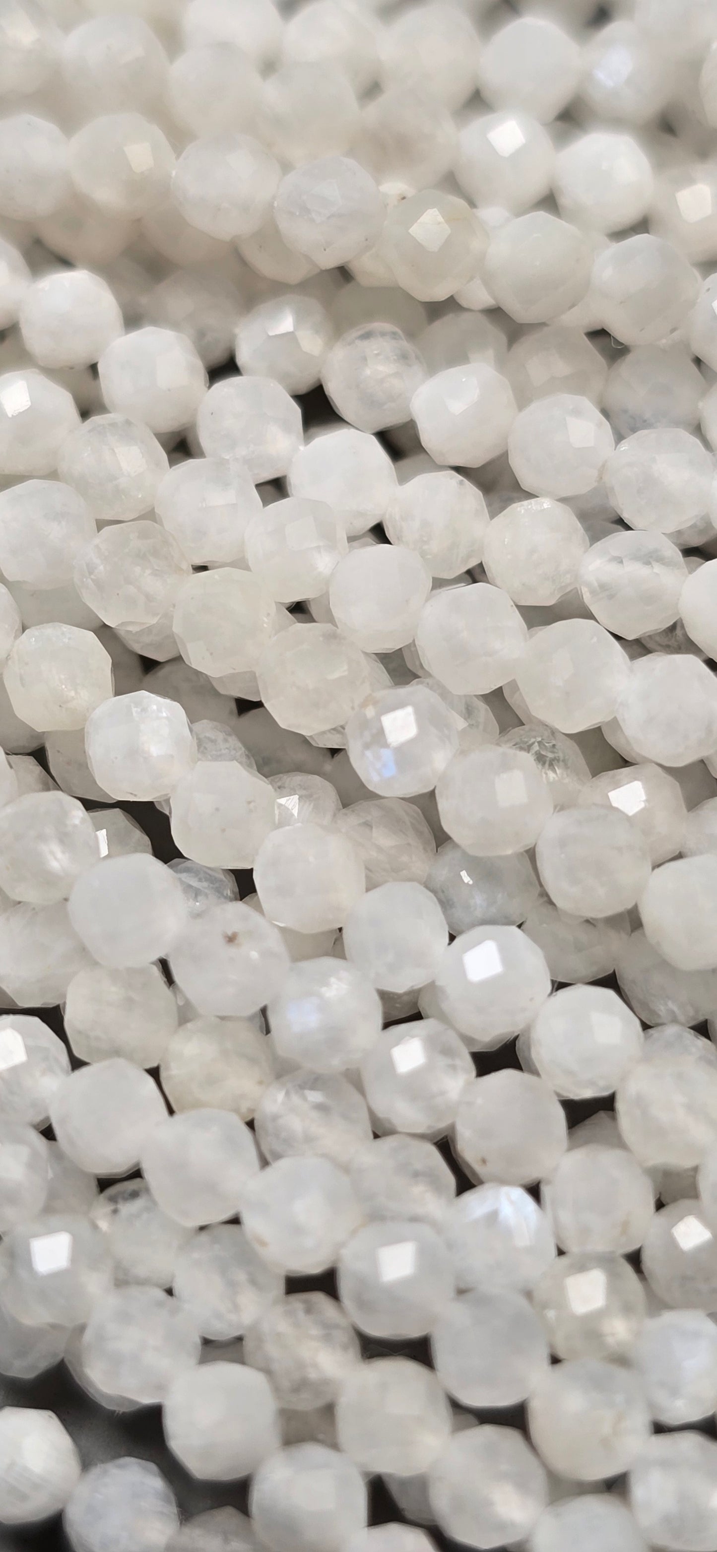 White Moonstone Beads - Facet