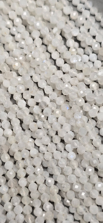 White Moonstone Beads - Facet