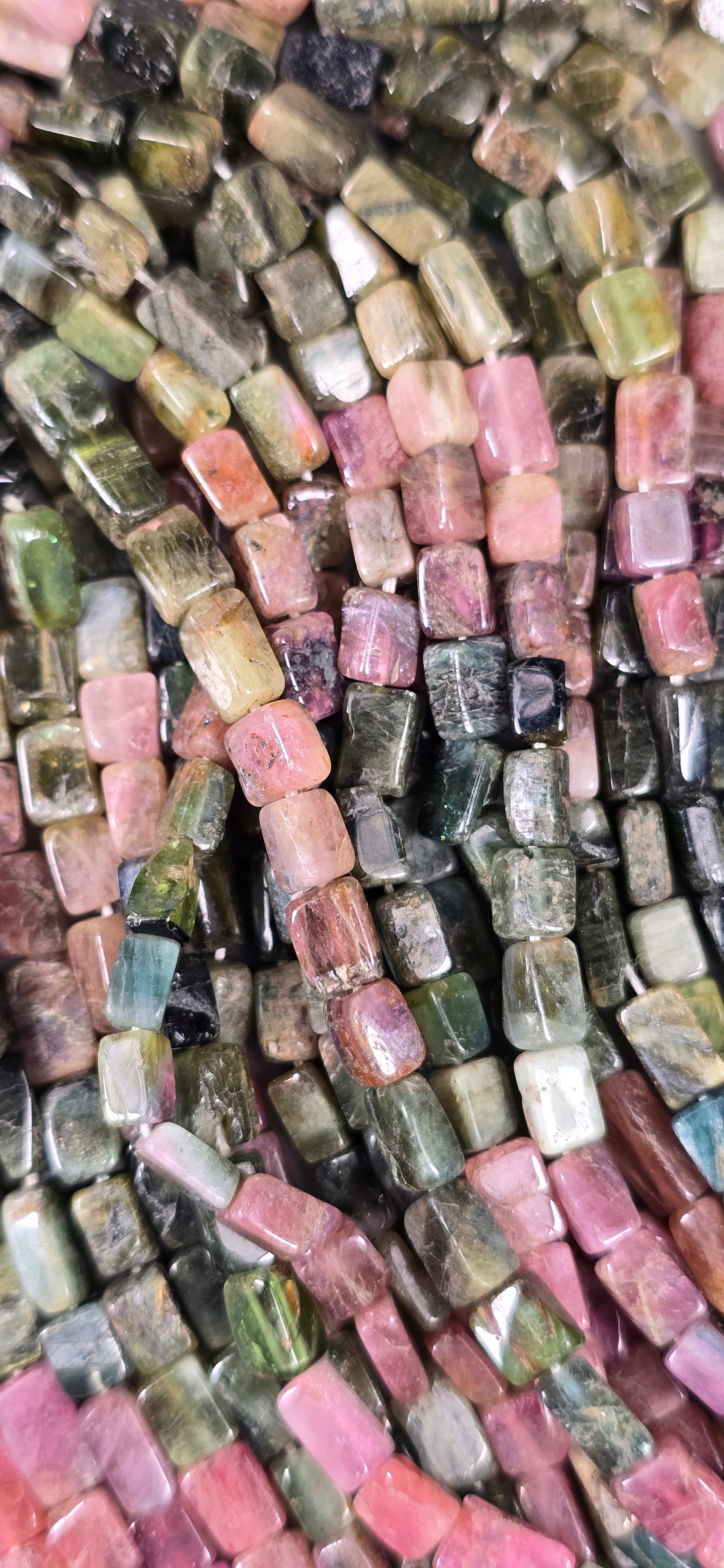 Multi Color Tourmaline Beads - Rectangle