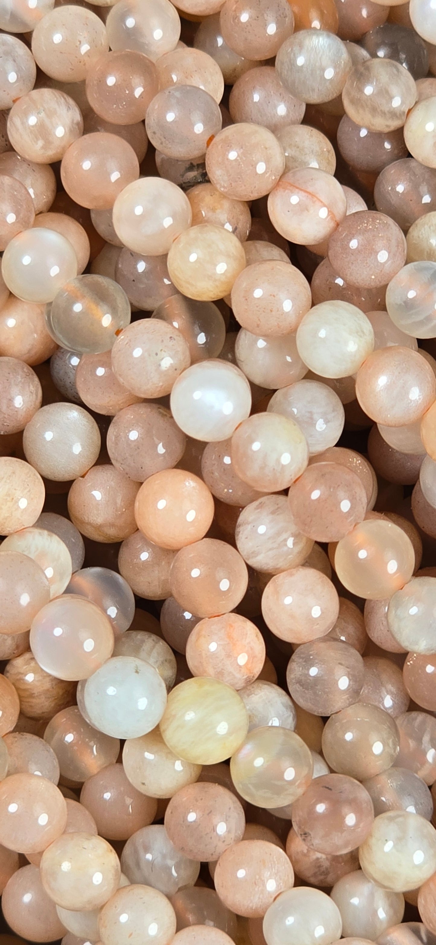 Peach Moonstone Beads - Round