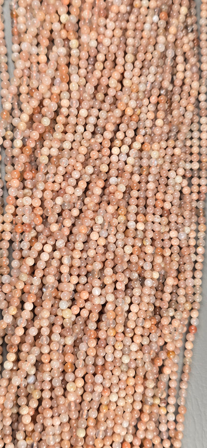 Peach Moonstone Beads - Round