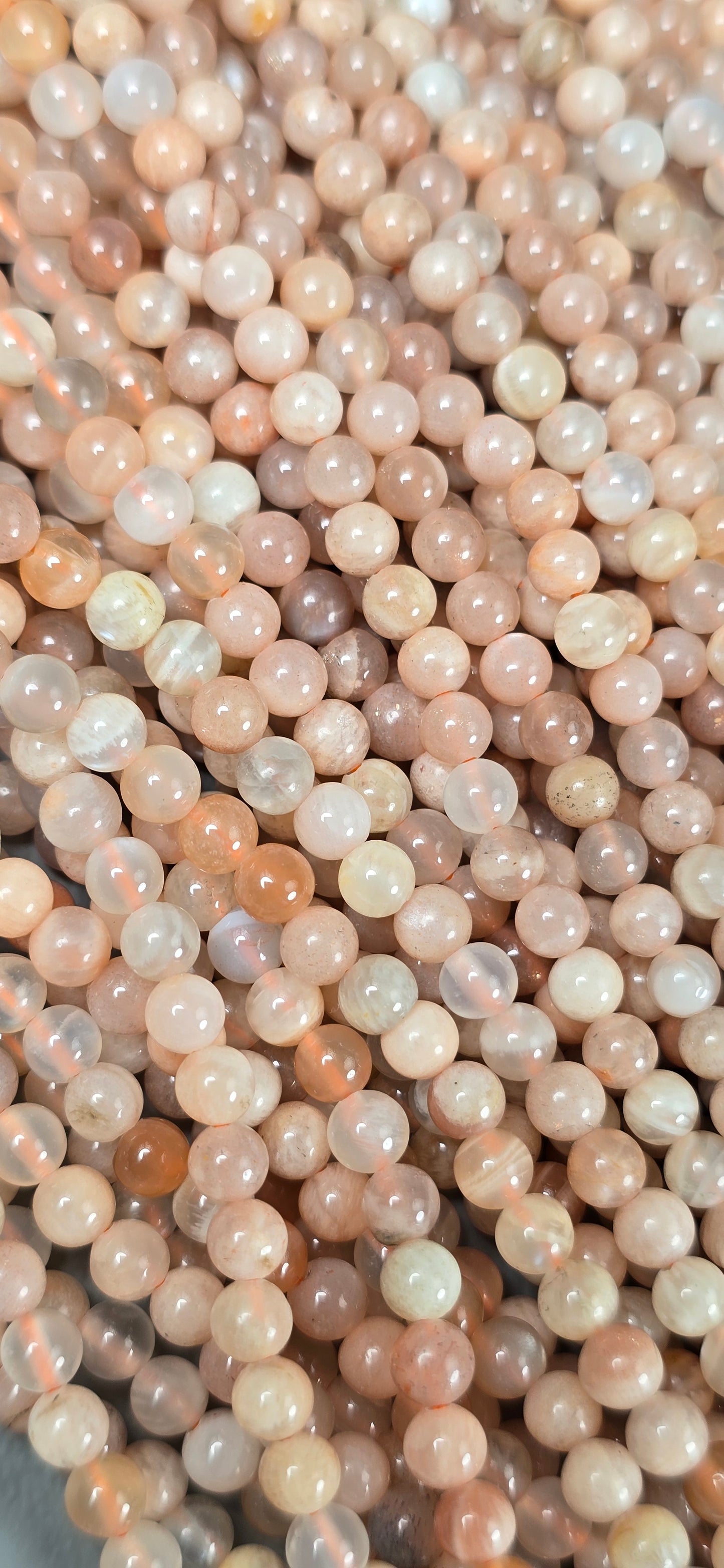 Peach Moonstone Beads - Round