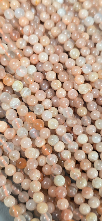 Peach Moonstone Beads - Round