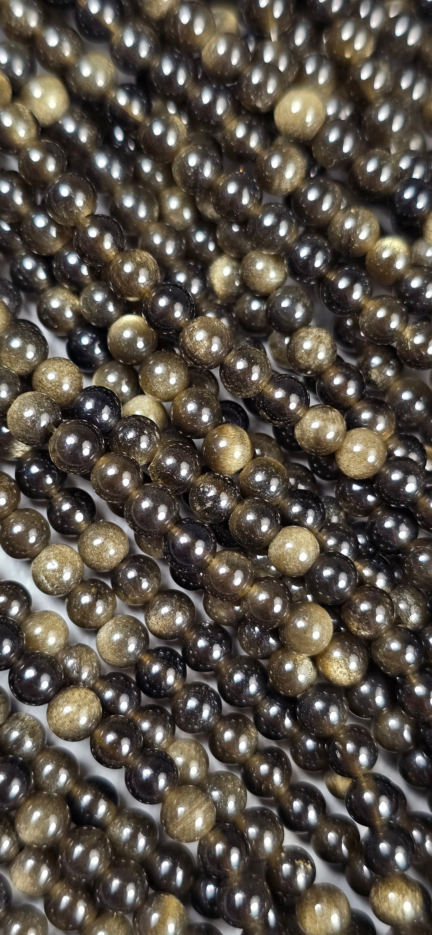 Gold Sheen Obsidian Beads - Round