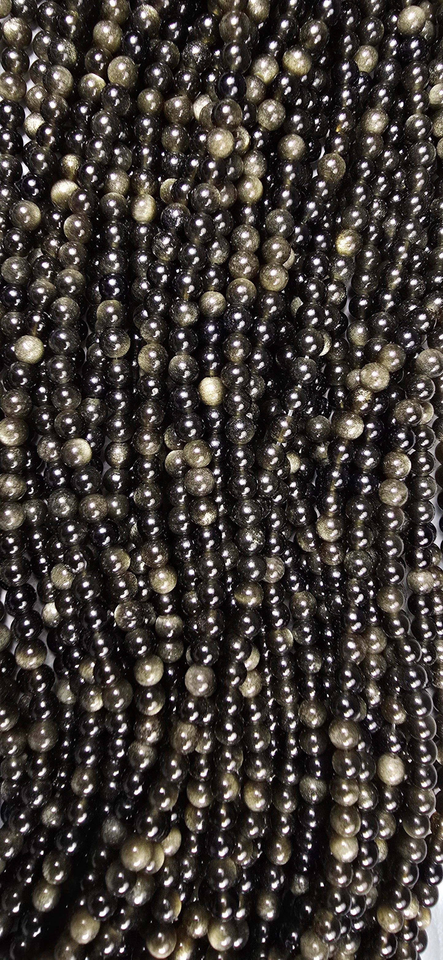 Gold Sheen Obsidian Beads - Round