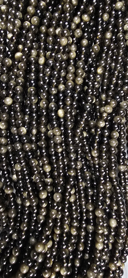 Gold Sheen Obsidian Beads - Round