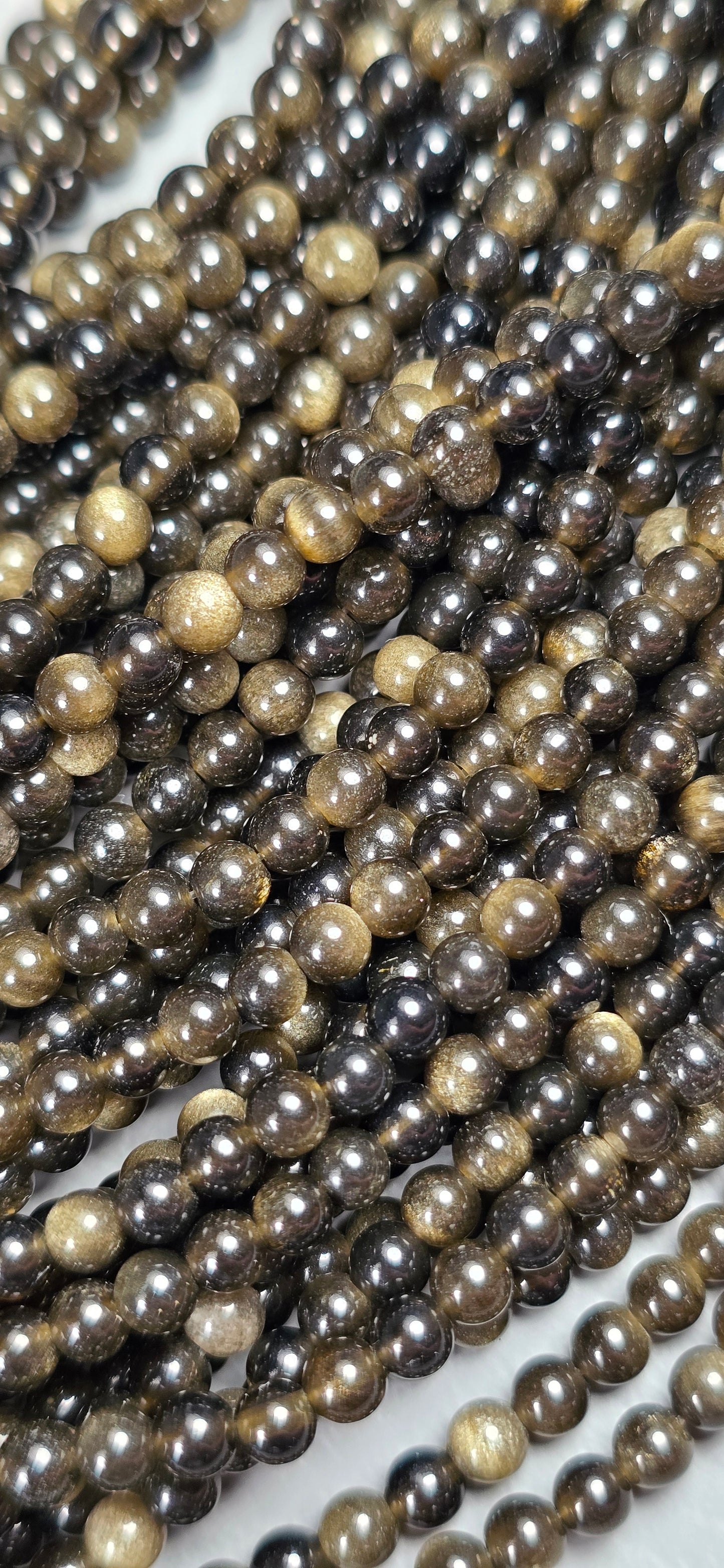 Gold Sheen Obsidian Beads - Round
