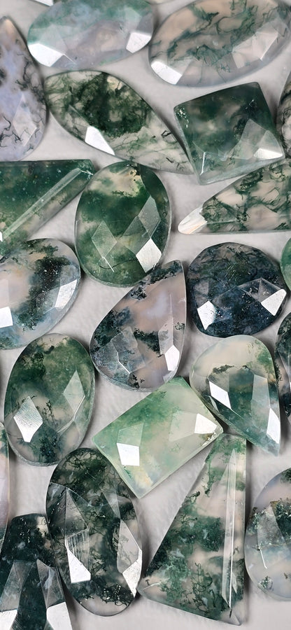 Moss Agate Faceted- Random Cabochon