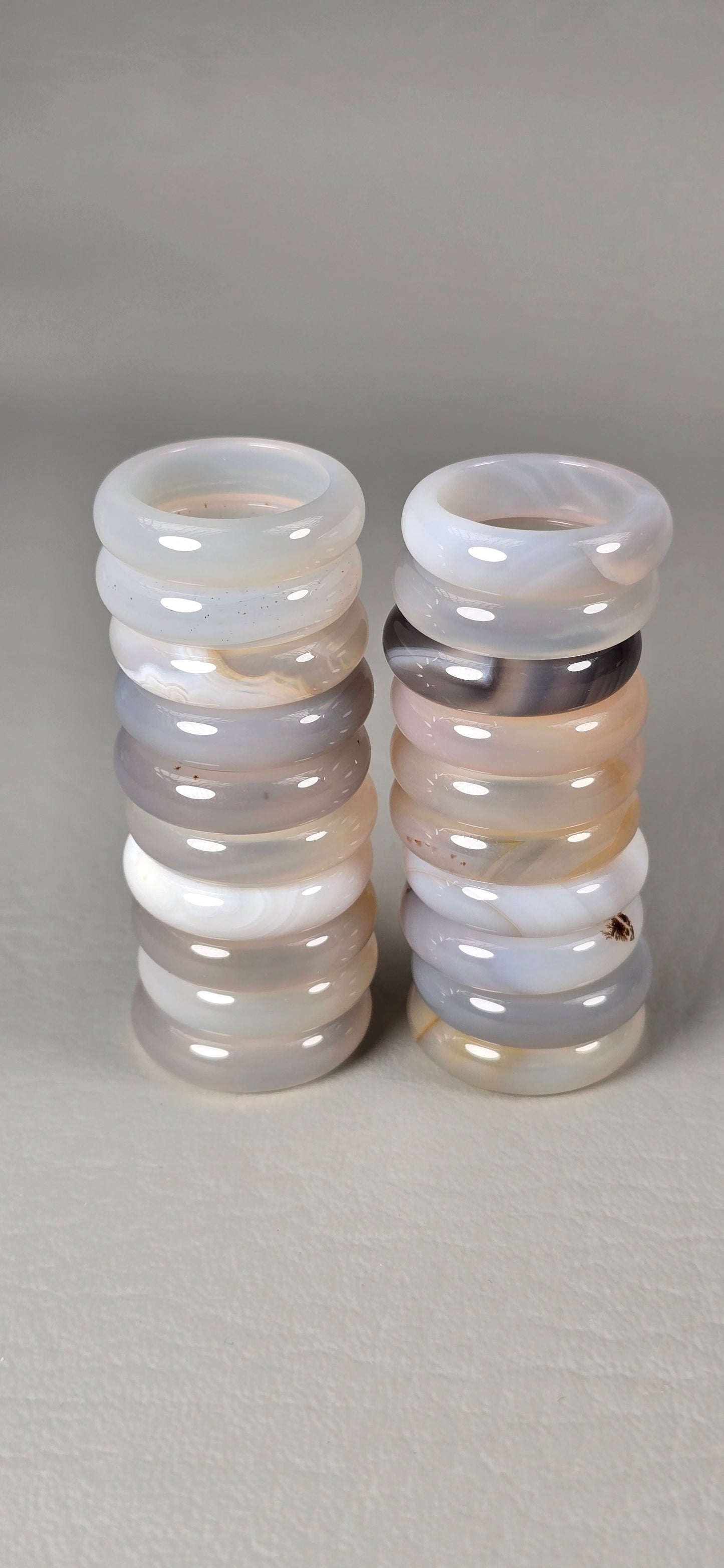 Chalcedony Rings - Grey / Clear